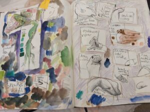 Nature journaling kid Raybonto's page of snakes