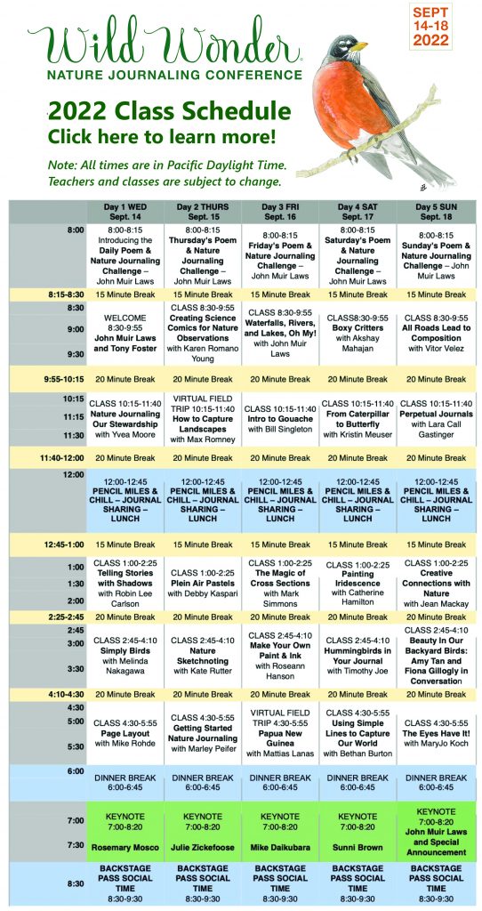 this is the full schedule for the wild wonder 2022 conference